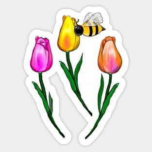 Bee themed gifts for women men and kids spring tulips flowers bumble bee - save the bees T-Shirt Sticker